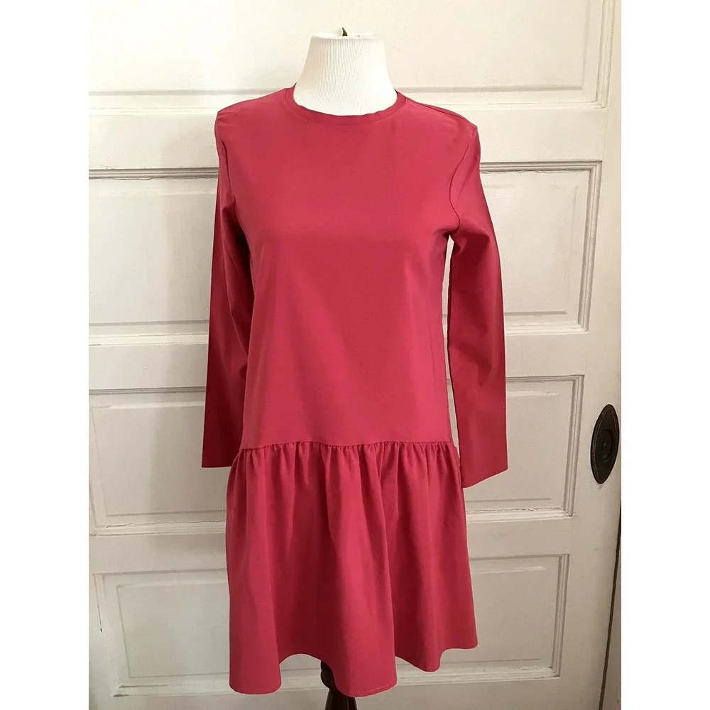 Zara Dress Red Sz S Long  Sleeve Flare Babydoll cottagecore‎ boho